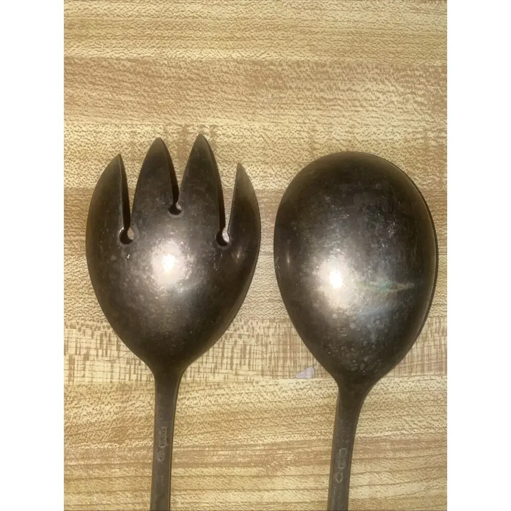 WMFN Salad Serving Set Big Spoon Fork Nickel Silver German 1880s-1903